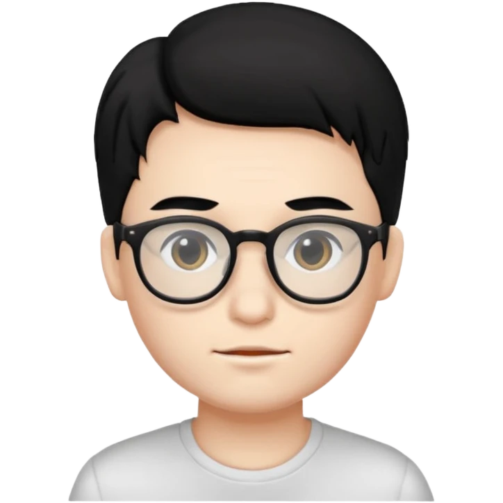 very handsome and very white skin boy with black hair and glasses  emoji