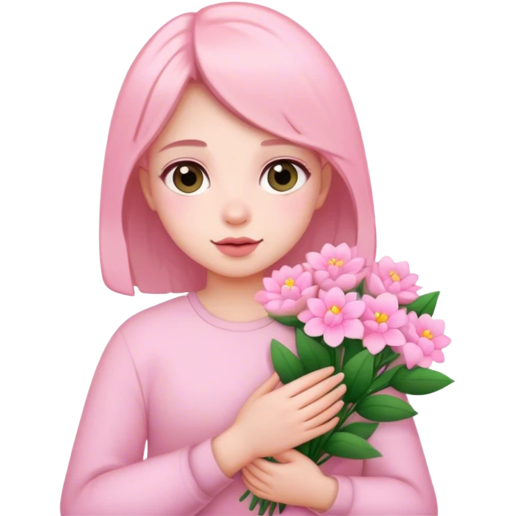 Me holding baby pink flowers  emoji