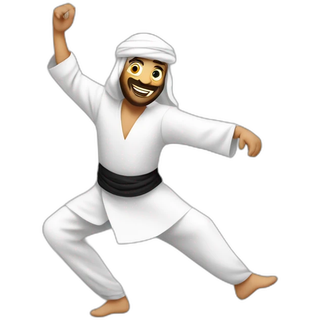 Dancing Arabic man with antar written under emoji