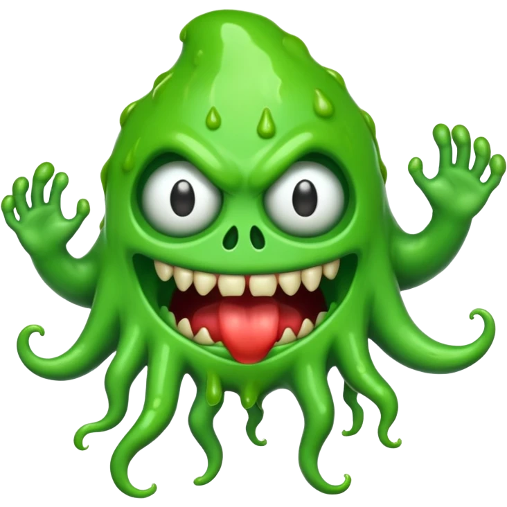 Slime monster. scary sinister. slime attacks. show full body emoji