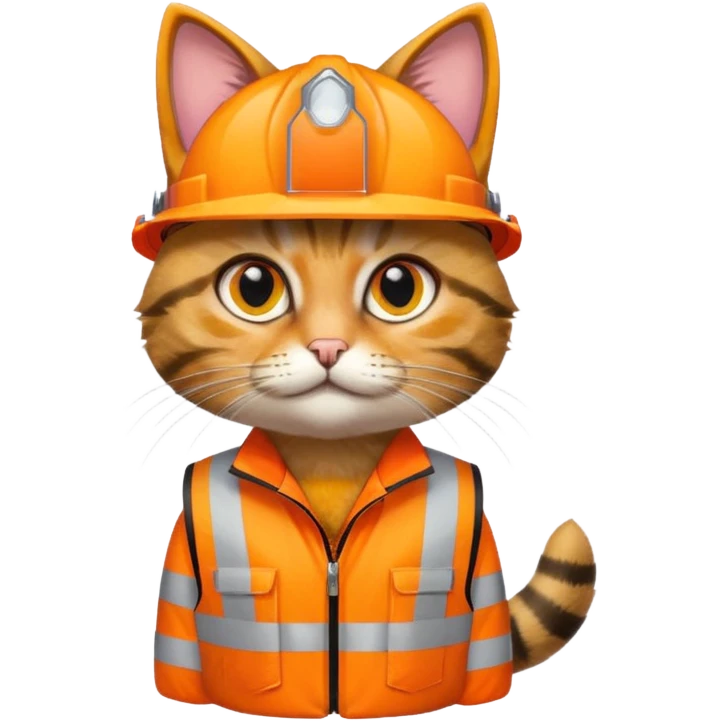 tabby cat standing in hi-vis clothing facing right emoji