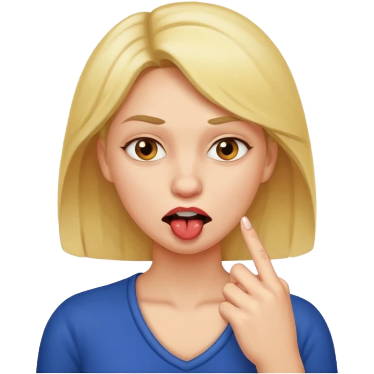 🙎🏻‍♀️ este emoji se tiene que estar mordiendo el segundo dedo, el que está a un lado del dedo, tiene que ser mujer  emoji