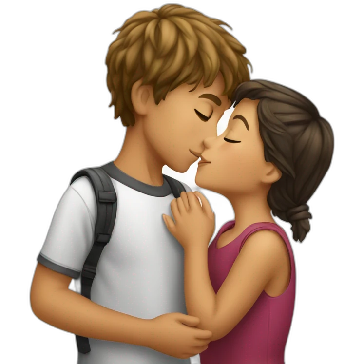 brazilian young boy with german young girl kiss emoji