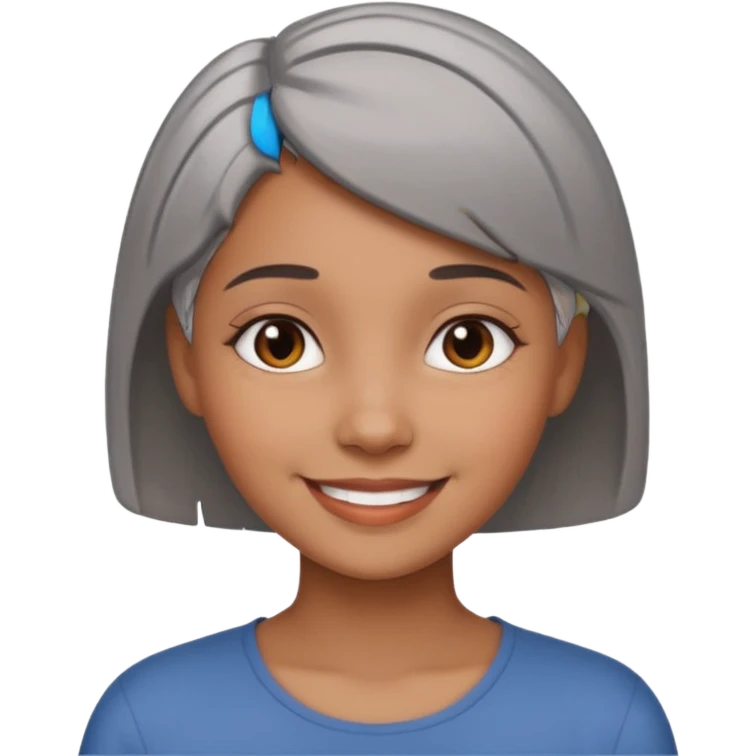 smiling brown girl with short grey hair emoji