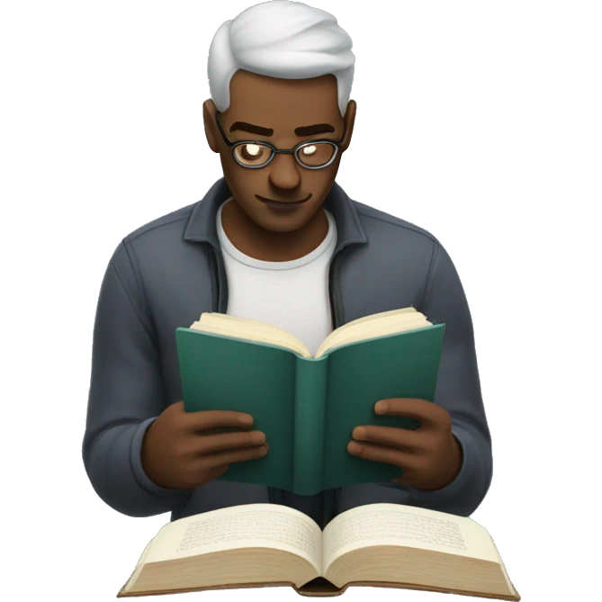 A man atheletically reading a book emoji