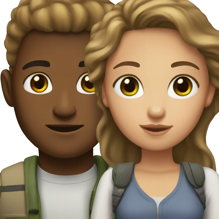Couple, mixed race girl with brown eyes and white man with light brown hair and green eyes  emoji