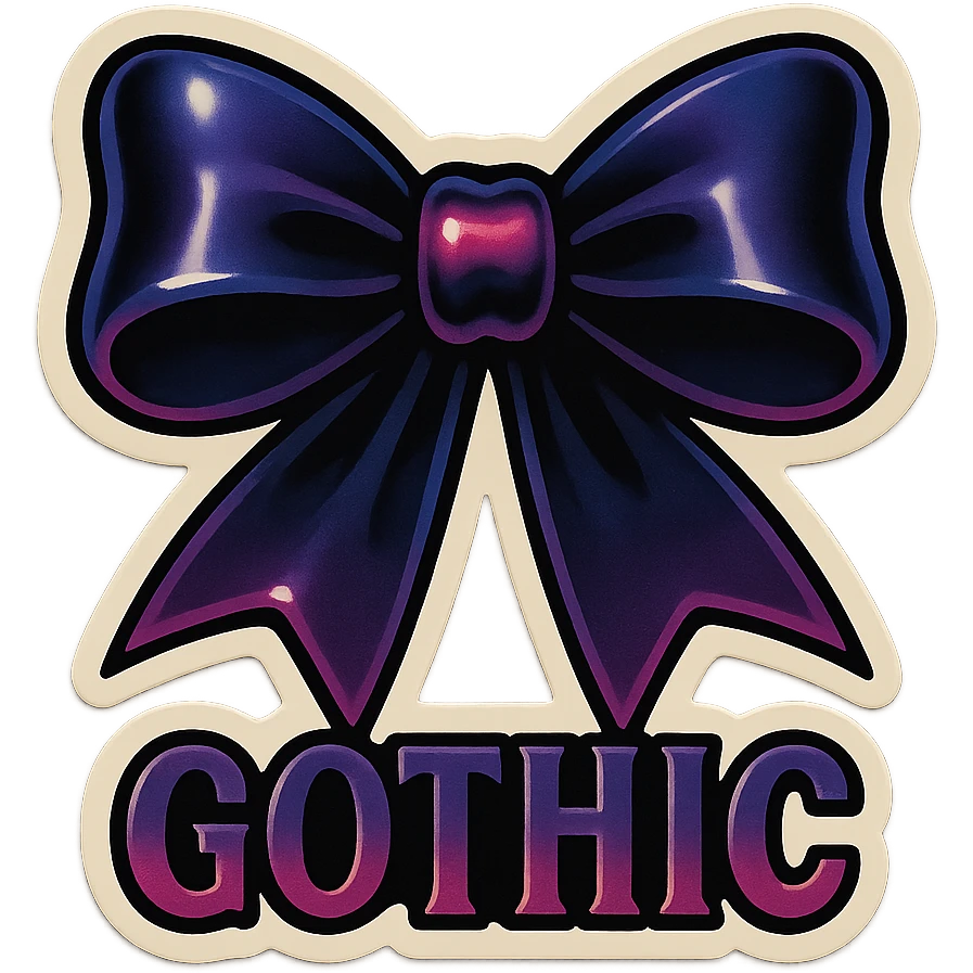 gothic bow, retro stickers style emoji
