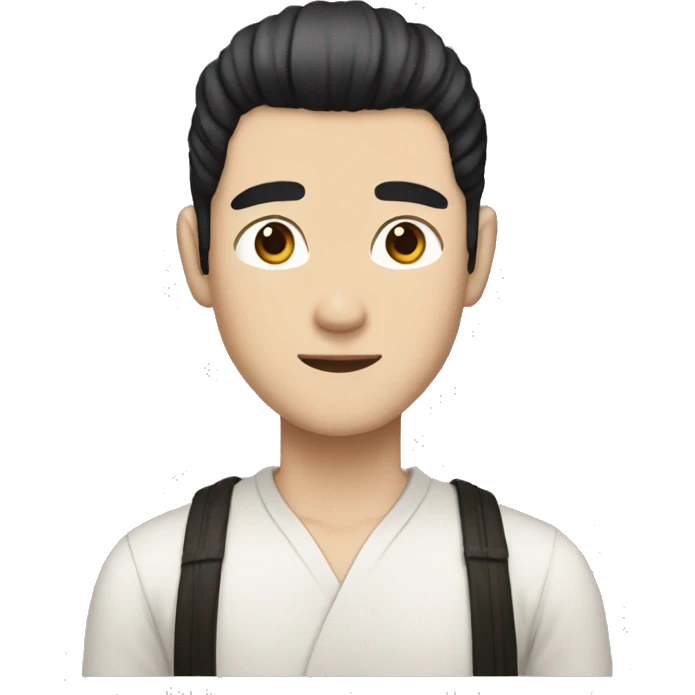 white skin color japanese man with black anime hair, make it from shoulders and create only one emoji emoji