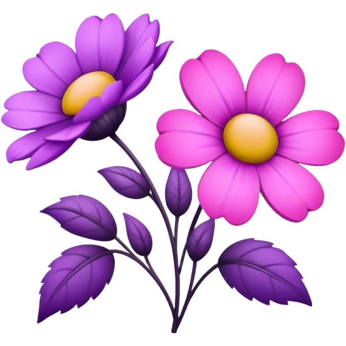 Purple and pink flowers, desaturated emoji