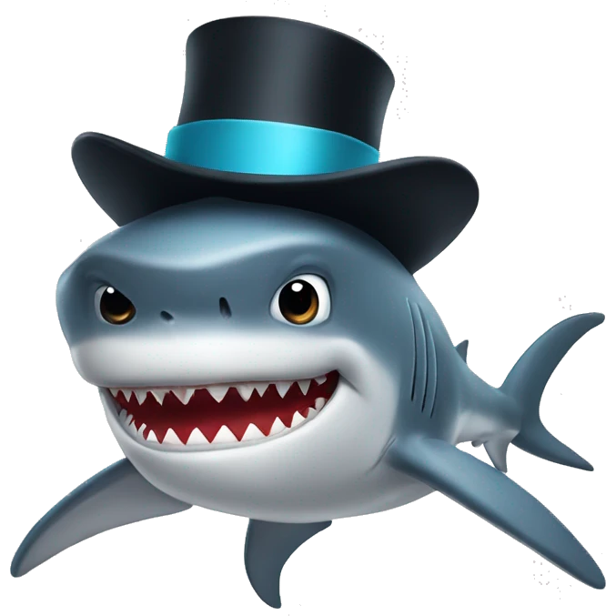 Shark with a top hat emoji