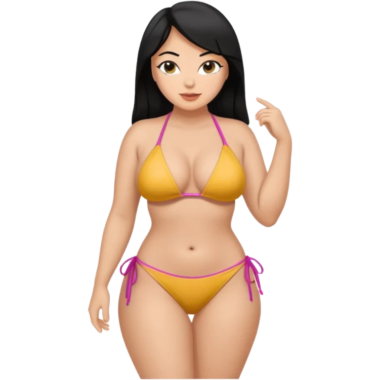 Woman with black hair and big tits which a thick ass full body image  emoji