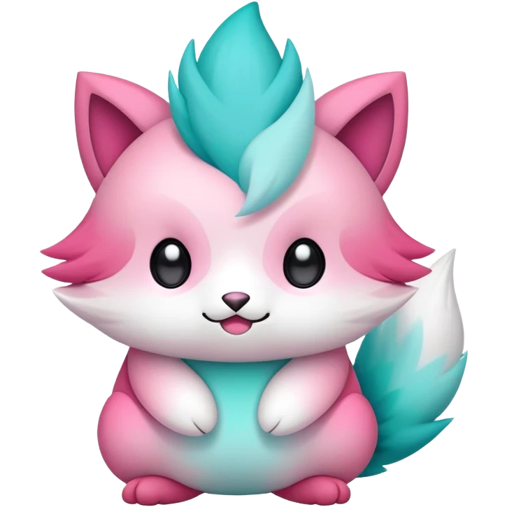 Cute cool edgy kawaii pink-white-turquoise-gradient fakemon-creature emoji