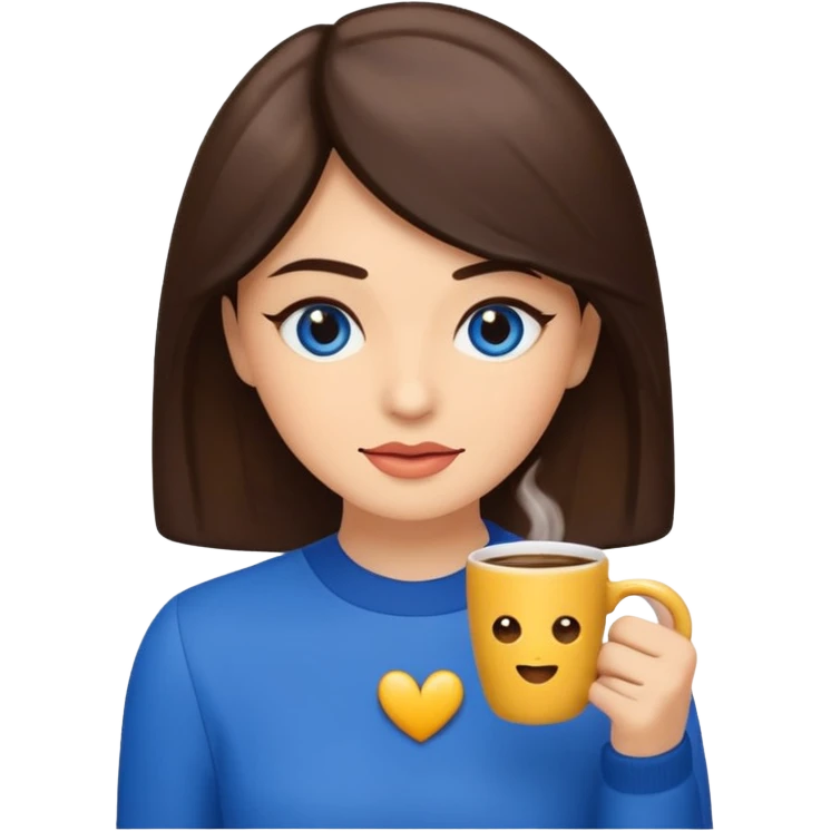 Memoji piel morena ojos cafés cabello largo color azul con esté 🖕🏻emoji emoji