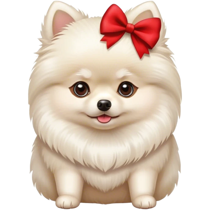 White pomeranian with red bow emoji