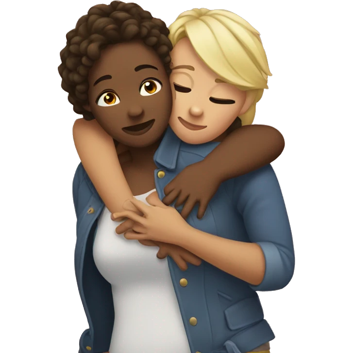 Lesbian hugging her girlfriend from behind emoji