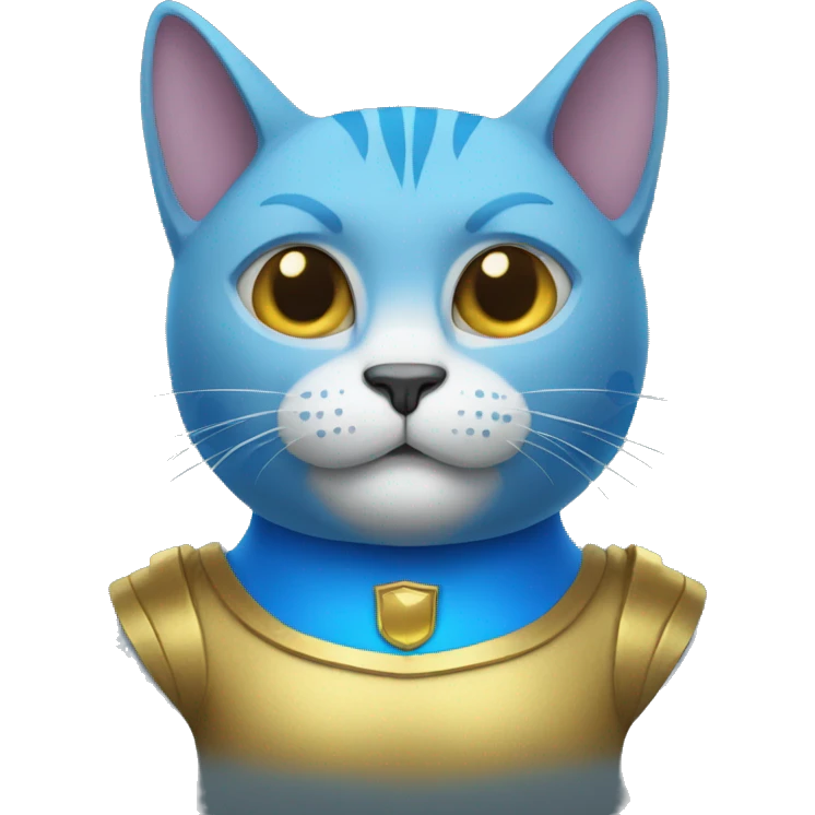  A blue cat with horns and a gold shirt emoji