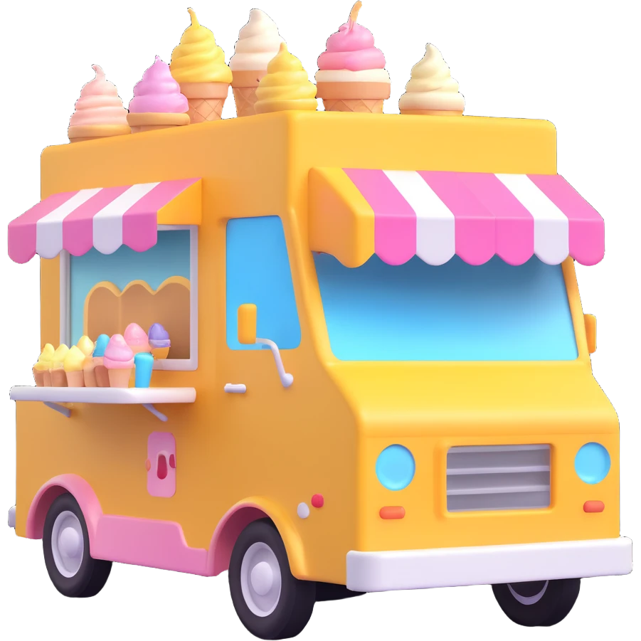 generate me a 3D icecream food truck emoji