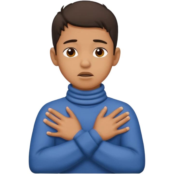 A person cris crossing hands on neck choking itself out mixed boy  emoji
