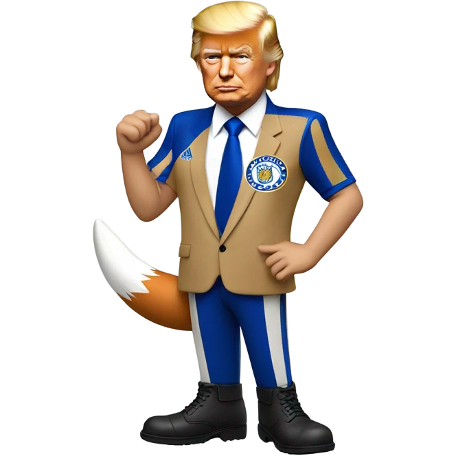 Donald trump as a Leicester city football supporter with fox  emoji