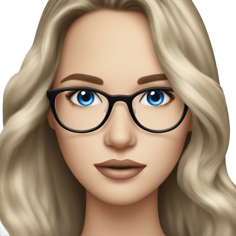 Beautiful Balayage pale model lady with glasses and blue eyes  emoji