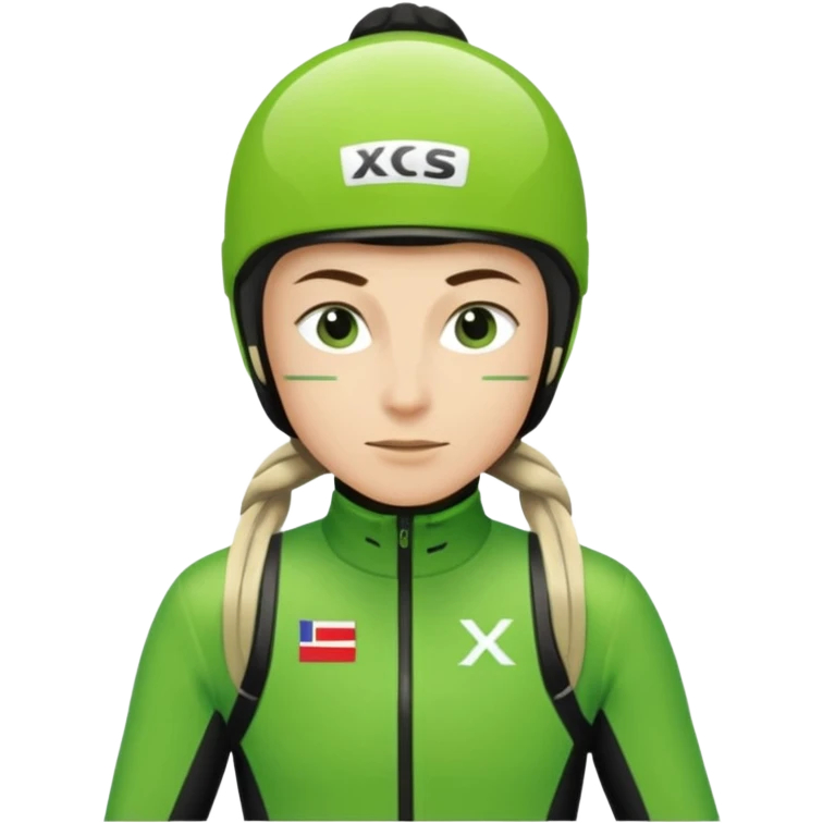 Xc ski racer in green and black clothing  emoji