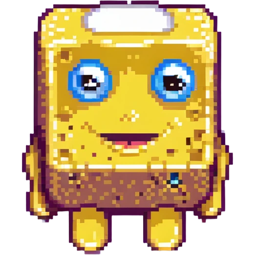 yellow sponge character with big eyes and a smile, inspired by SpongeBob emoji