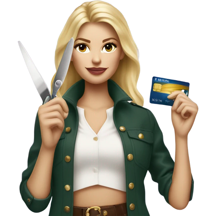 Blonde Ralph lauren women cutting credit card in half  emoji