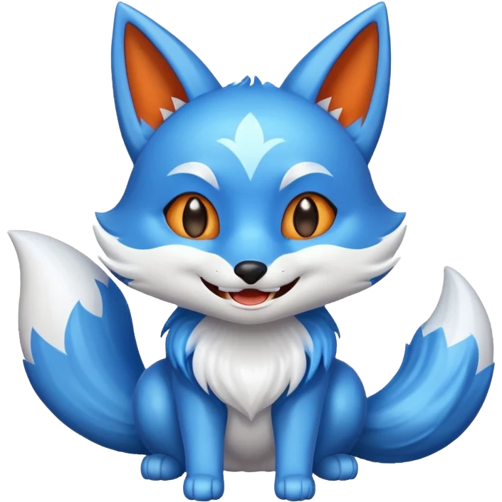 Make a blue kitsune happy emoji