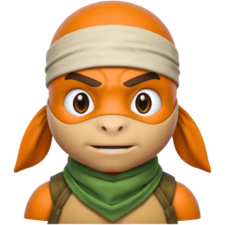 Michelangelo from Teenage Mutant Ninja Turtles, emoji style, head only, cute minimalistic style, with a bandana emoji