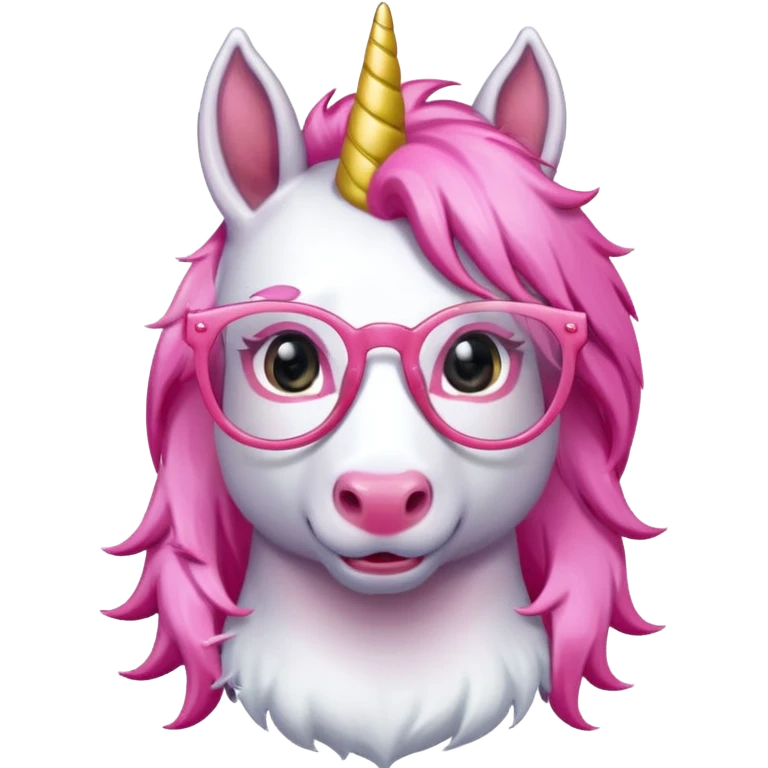 unicorn with glasses and pink hair emoji
