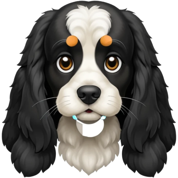 Собака русский кокер спаниель черно-белого цвета emoji