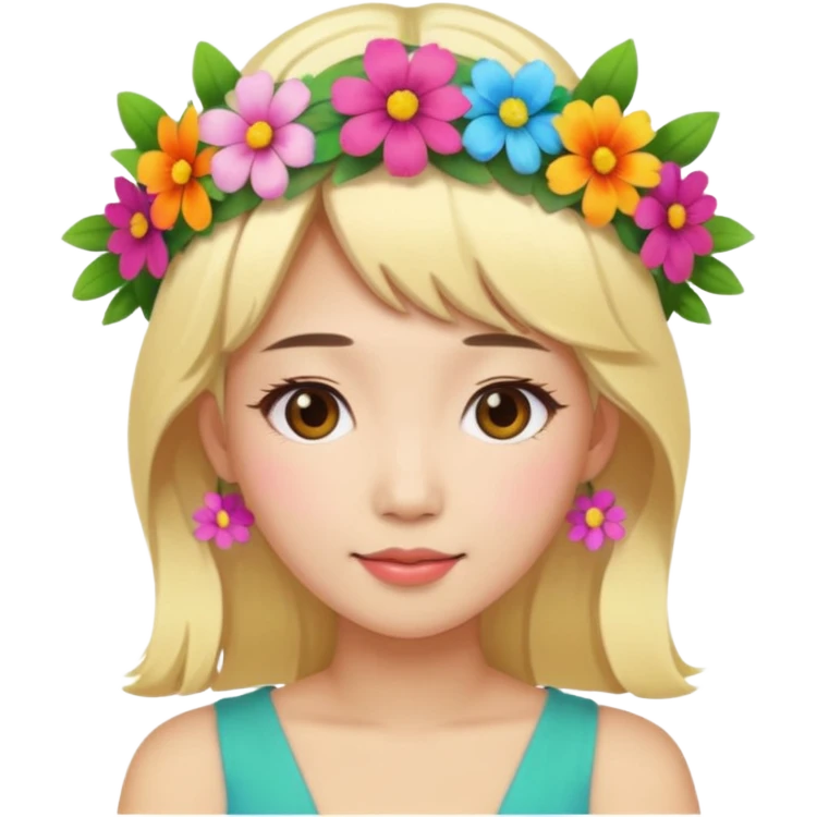asian woman blonde flower crown emoji