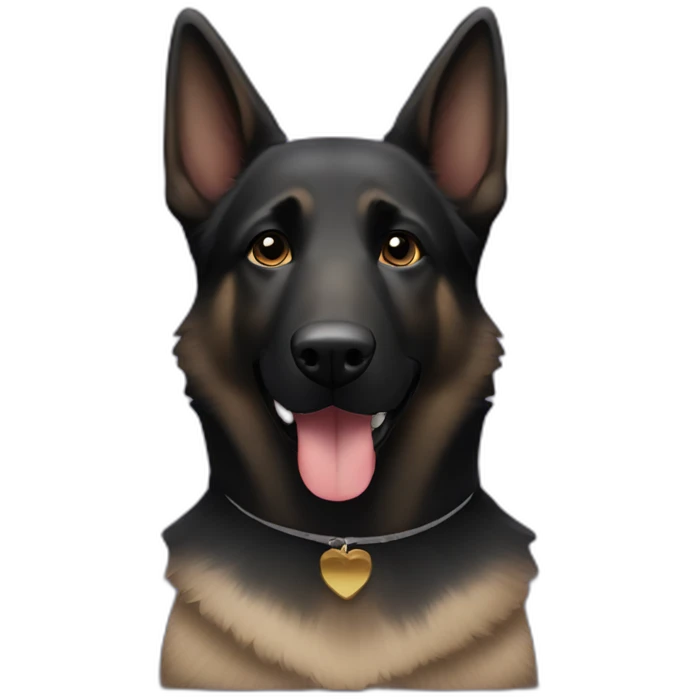 Black german shepherd playing euchre emoji