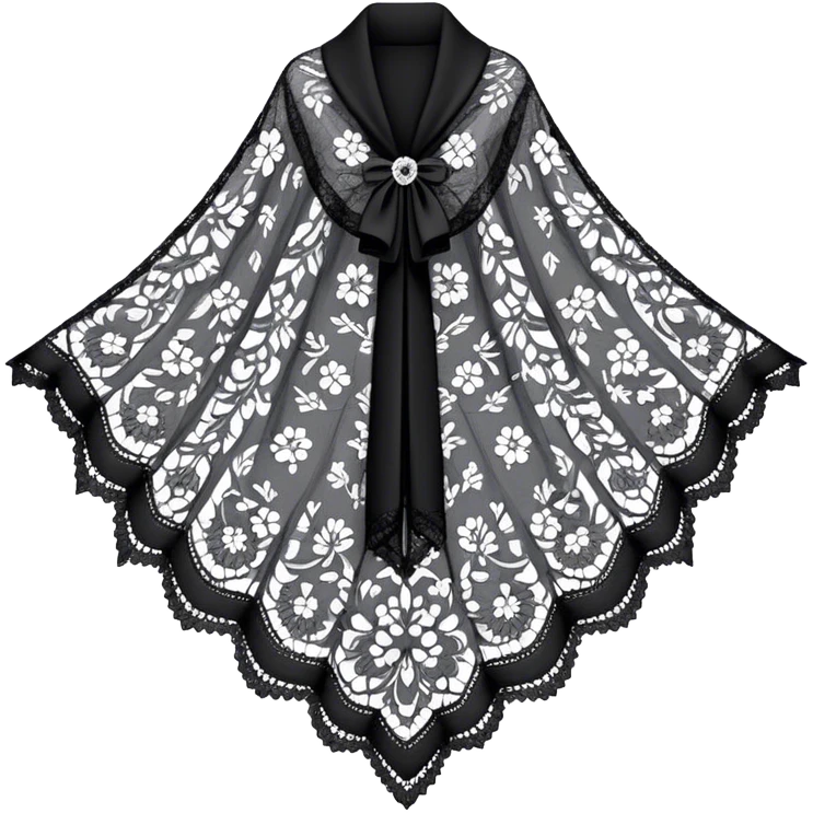 A black lace shawl with an elegant and delicate design emoji