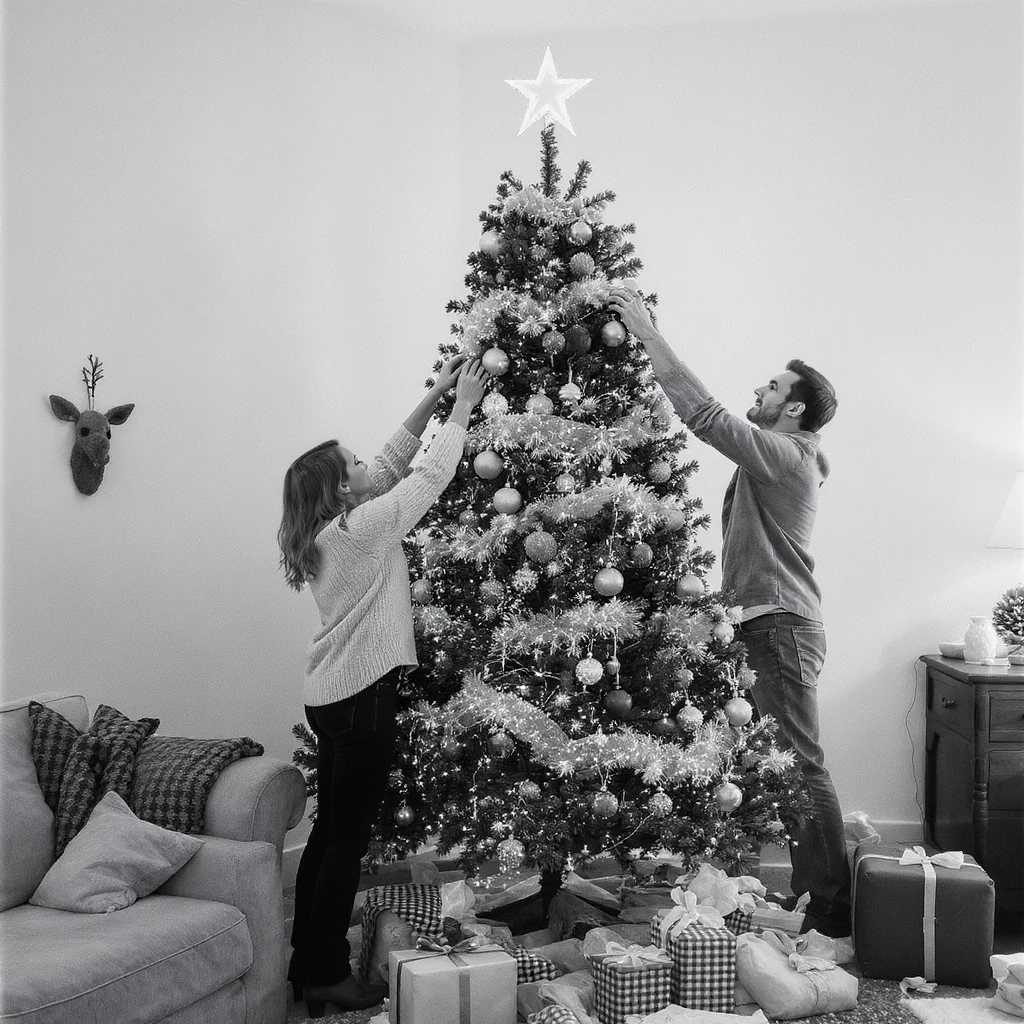 people decorating a Christmas tree emoji