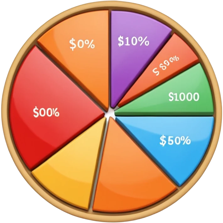pie chart depicting budgeting with labeled sections for savings, needs, and wants emoji