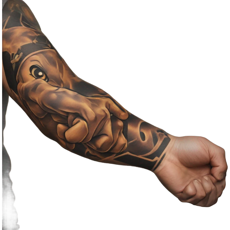 Flexing arm brown tattoo sleeve  emoji