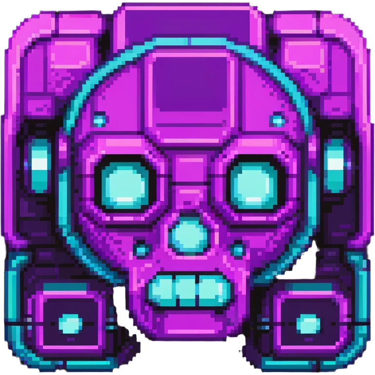 futuristic cyberpunk pixel art icon, vivid neon colors purple magenta cyan, minimal expressive design, 32x32, centered, high contrast, transparent background, no text, suitable for dark background, channel name symbol emoji