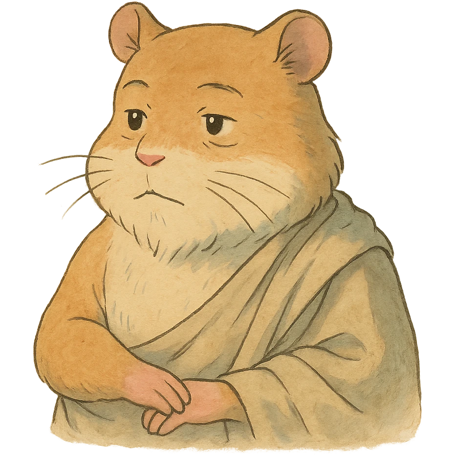 ghibli style hamster philosopher with a wise expression and soft colors emoji
