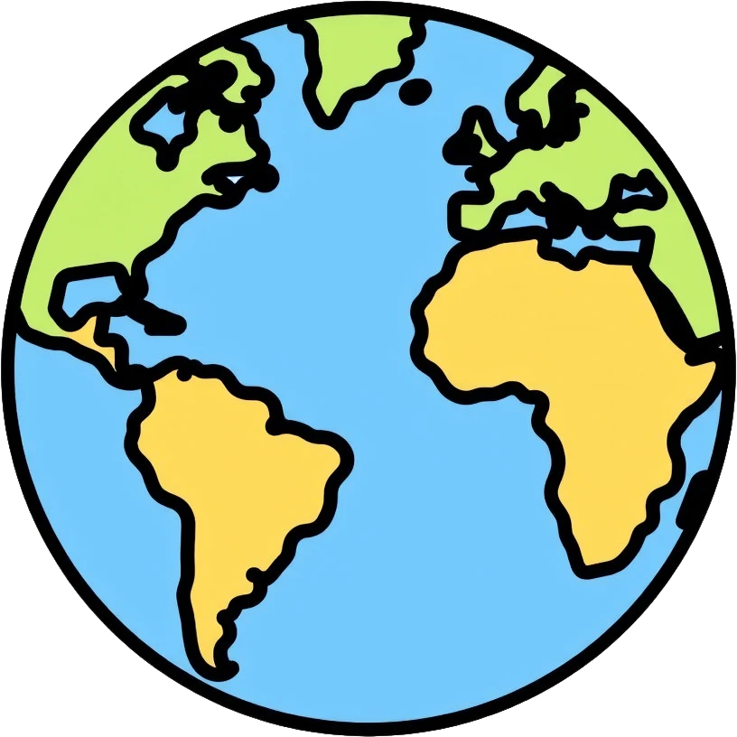 Earth globe icon with continents emoji