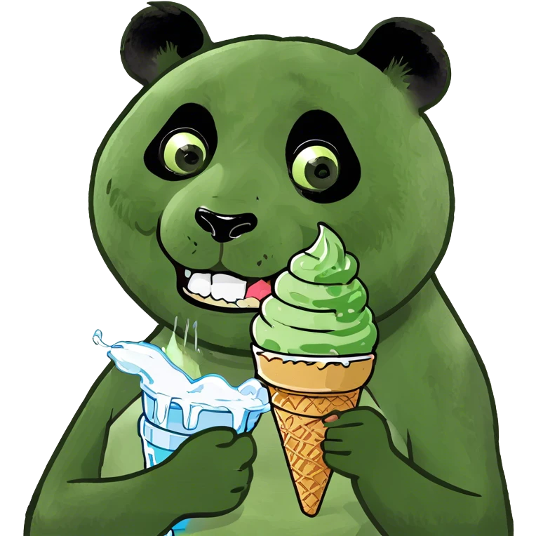 Panda eating ice cream emoji
