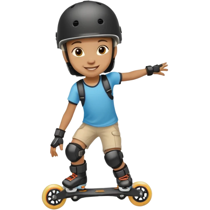 Roller blader black child emoji