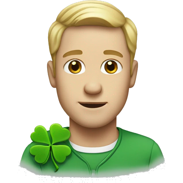 white man with four leaf clover emoji