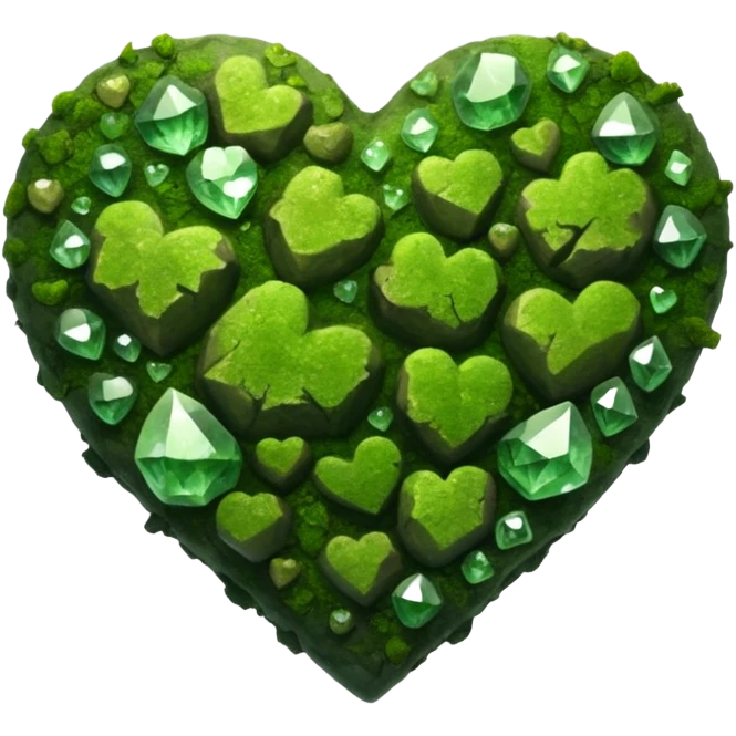 mossy heart shaped natural crystal rock emoji