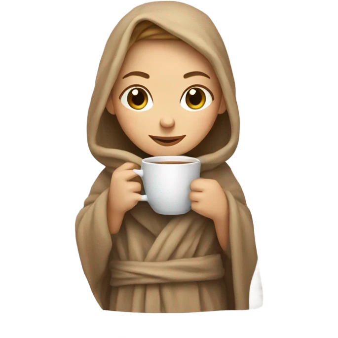 Light browned Hair girl with blanket and cup of tea emoji