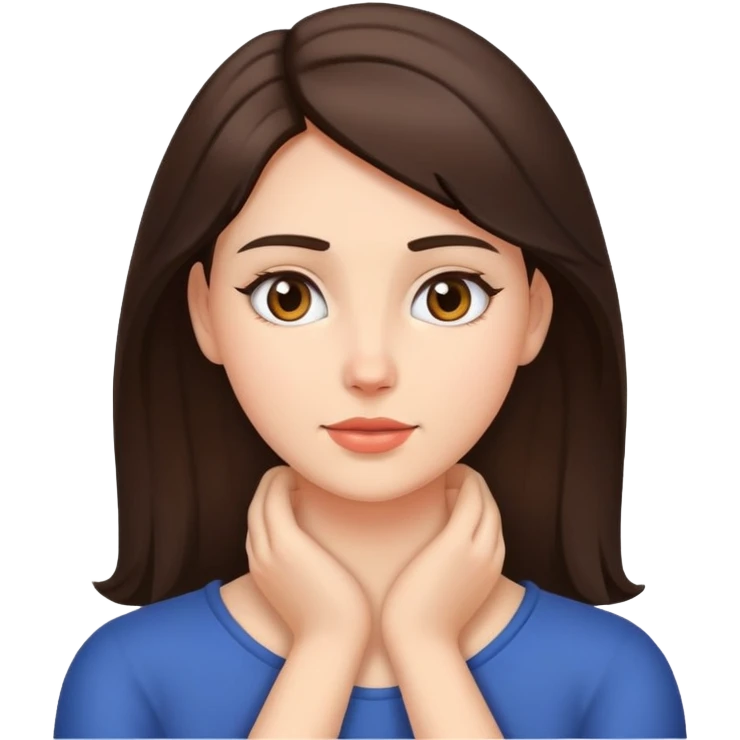 brunette woman with hands around neck  emoji