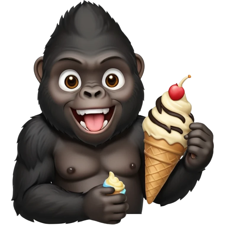 Gorilla eating ice cream emoji