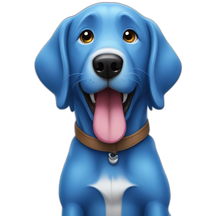 a blue dog with his tongue sticking out emoji