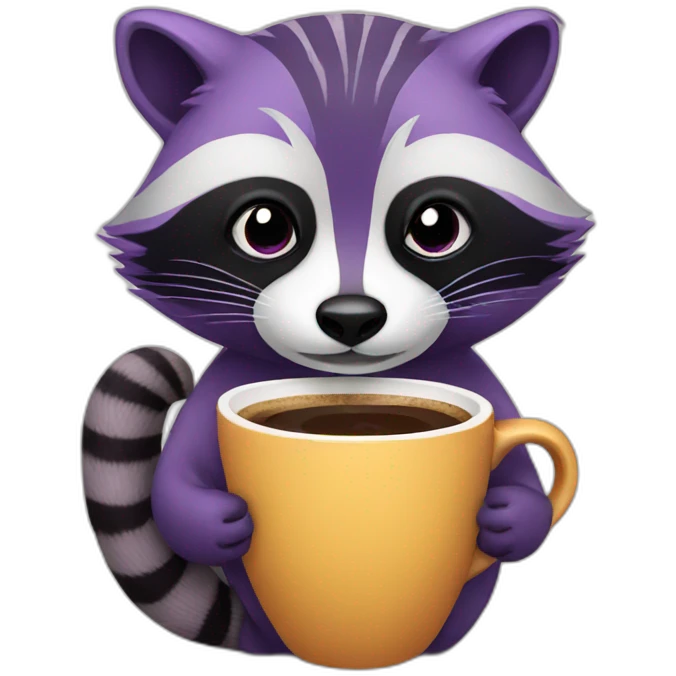 Purple raccoon drinking coffee emoji