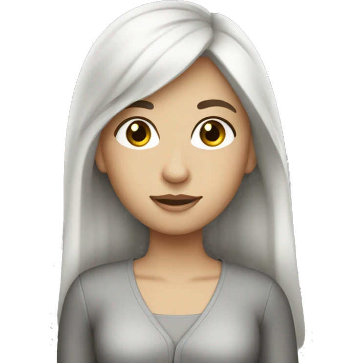 White dark brunette hair girl white car  emoji